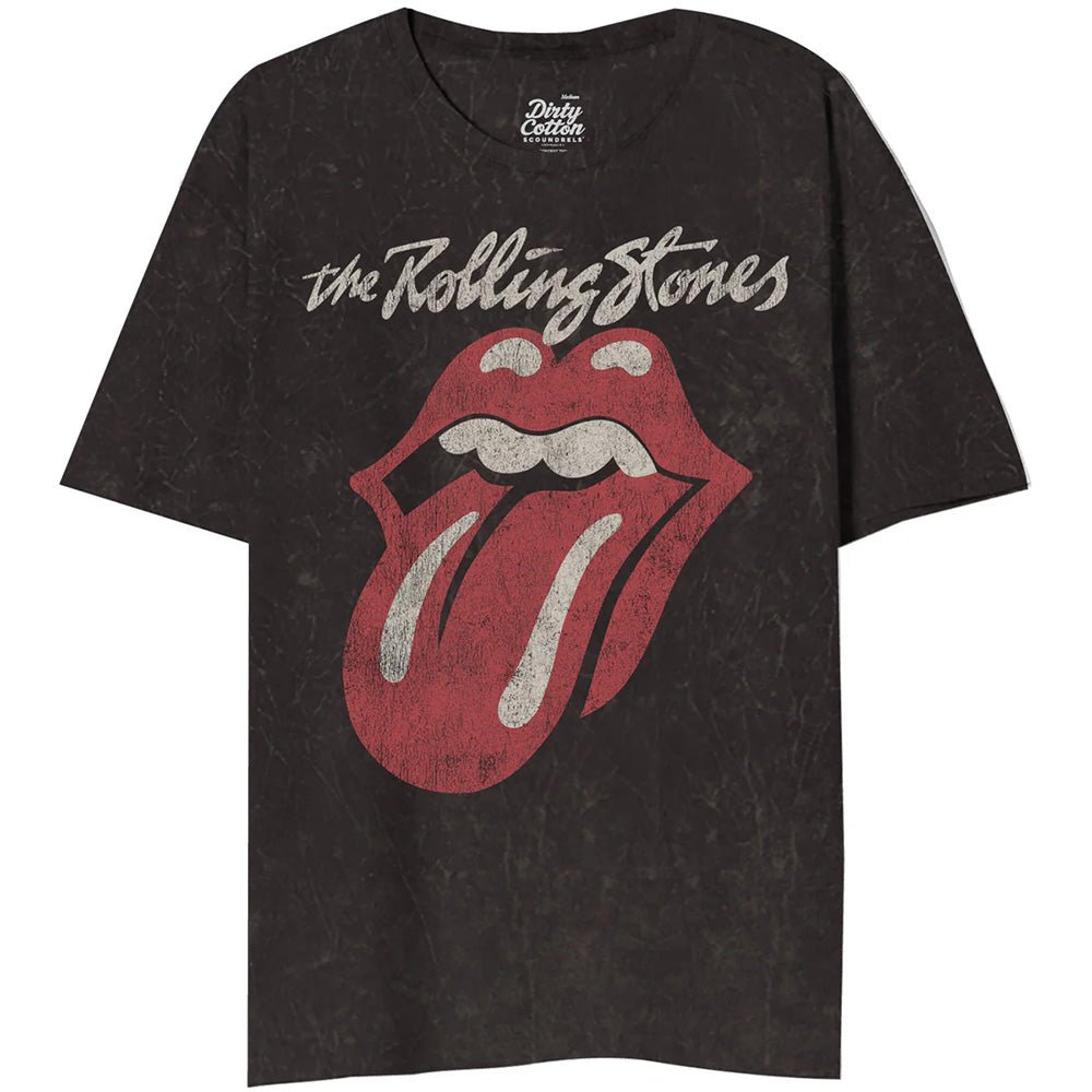 ROLLING STONES ローリングストーンズ (来日 35周年 記念 ) - CLASSIC LICK IN STONES BLACK MINERAL WASH / タイダイ / Tシャツ / メンズ - PGS